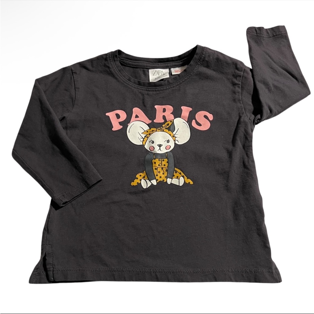 Zara Longsleeve Paris Mouse Shirt Size 9-12 months